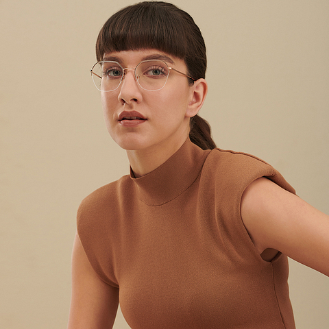 John Jacobs Online Gold Half Rim Geometric left side
