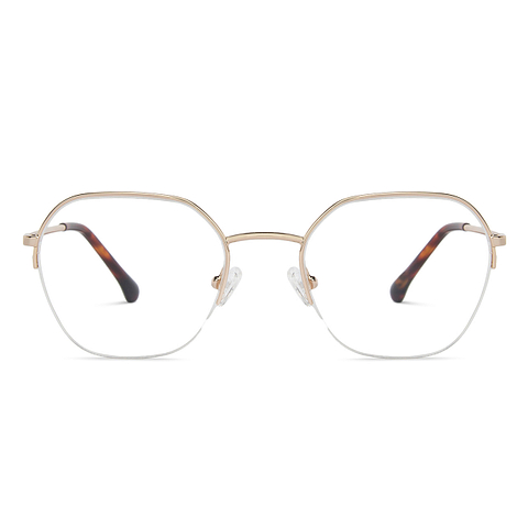 John Jacobs Online Gold Half Rim Geometric left side