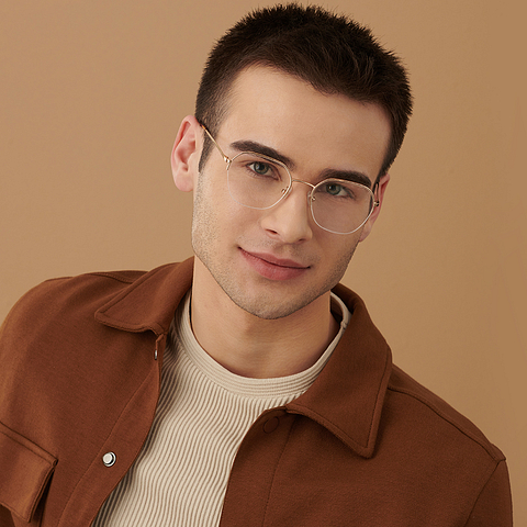 John Jacobs Online Gold Half Rim Geometric left side