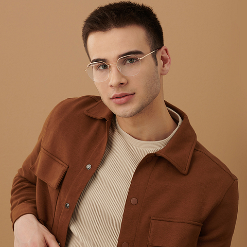 John Jacobs Online Gold Half Rim Geometric right side
