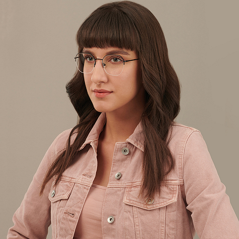 John Jacobs Online Black Half Rim Geometric left side