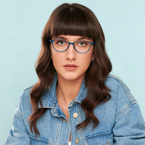 John Jacobs Online Sky Blue Full Rim Cat Eye left side