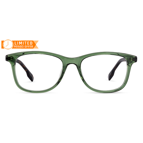 John Jacobs Online Green Transparent Full Rim Wayfarer left side