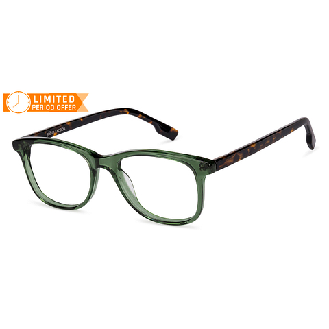 John Jacobs Online Green Transparent Full Rim Wayfarer right side