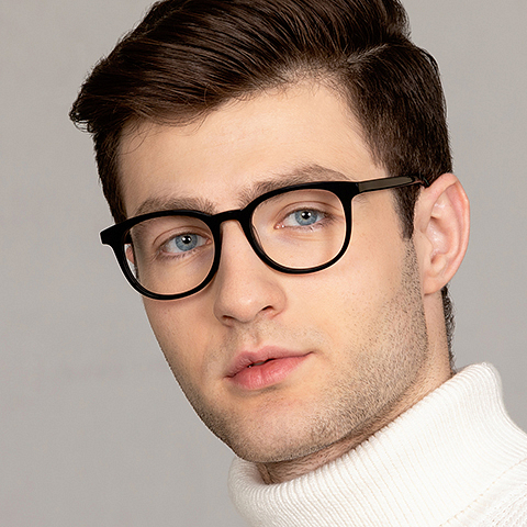 John Jacobs Black Full Rim Round left side