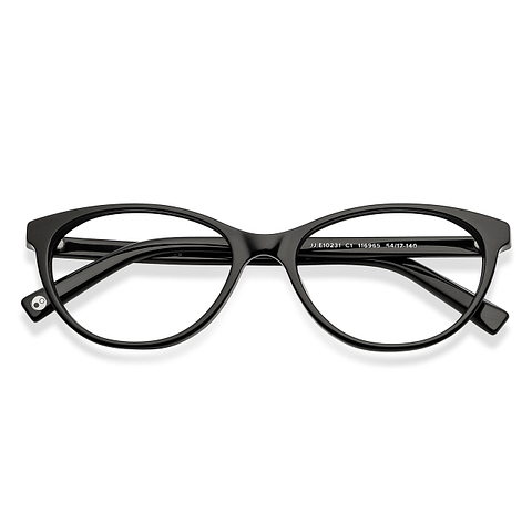 John Jacobs Screen Glasses Black Full Rim Cat Eye left side