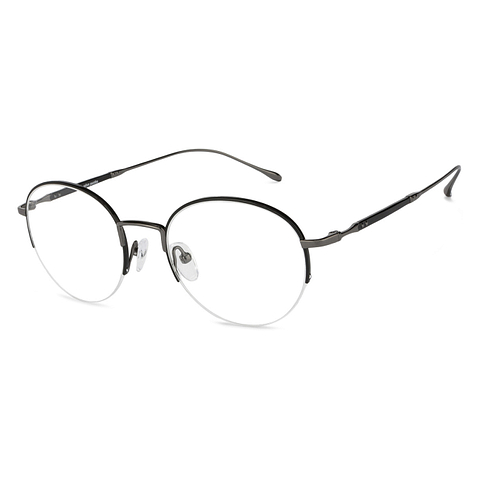 John Jacobs Mid Gunmetal Half Rim Round left side