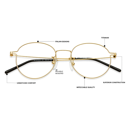 John Jacobs Online Gold Full Rim Round left side