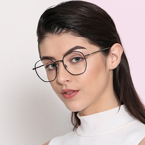 John Jacobs Black Full Rim Geometric left side