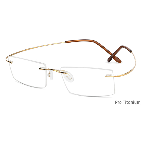 John Jacobs Screen Glasses Gold Rimless Rectangle left side
