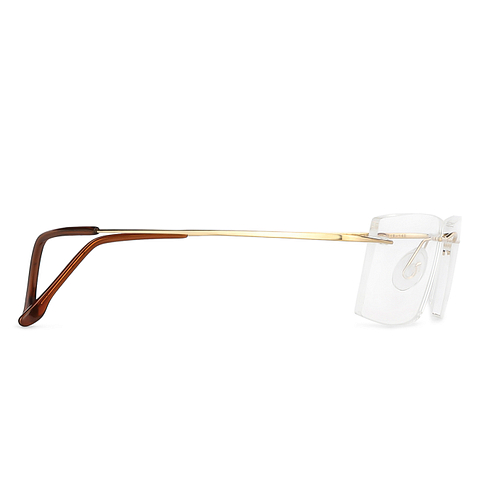 John Jacobs Screen Glasses Gold Rimless Rectangle left side
