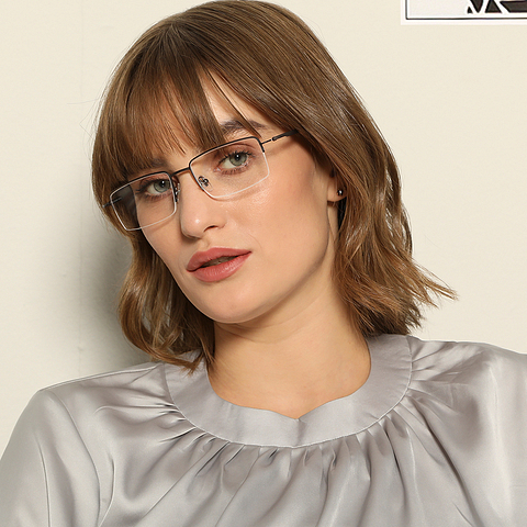 John Jacobs Online Gray Half Rim Rectangle left side