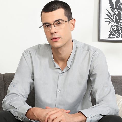 John Jacobs Online Gray Half Rim Rectangle left side