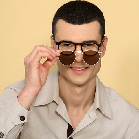 John Jacobs Light Brown Full Rim Round left side