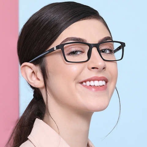 John Jacobs Black Full Rim Rectangle right side