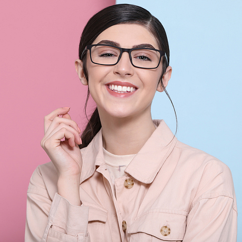 John Jacobs Black Full Rim Rectangle left side