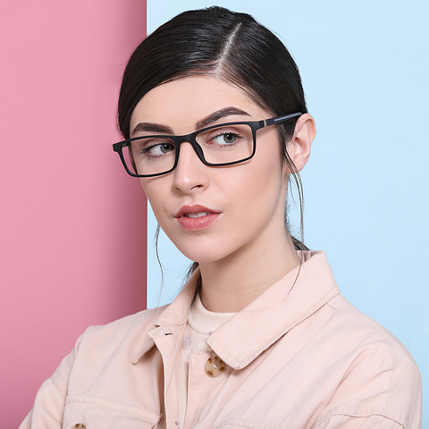 John Jacobs Black Full Rim Rectangle left side