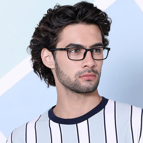 John Jacobs Black Full Rim Rectangle left side