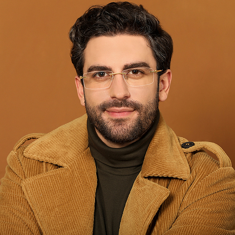 John Jacobs Online Gold Rimless Rectangle left side