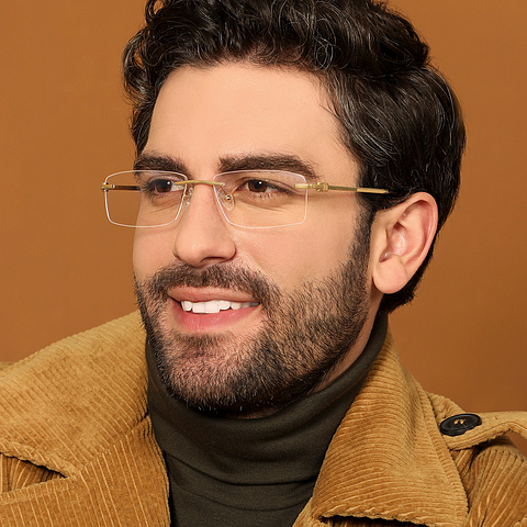 John Jacobs Online Gold Rimless Rectangle right side