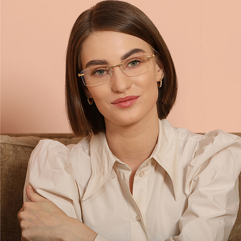 John Jacobs Online Gold Rimless Rectangle left side