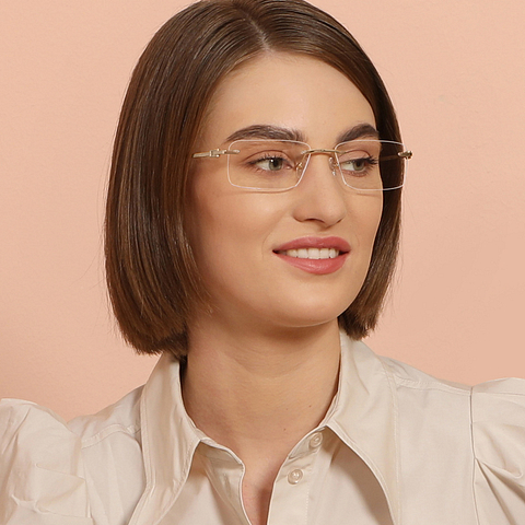 John Jacobs Online Gold Rimless Rectangle right side