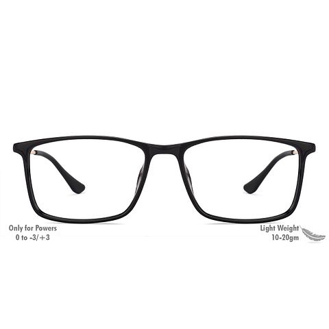 John Jacobs Black Full Rim Rectangle right side