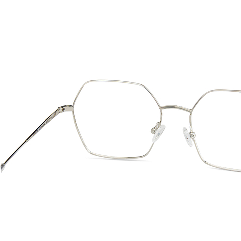 John Jacobs Screen Glasses Silver Full Rim Geometric right side