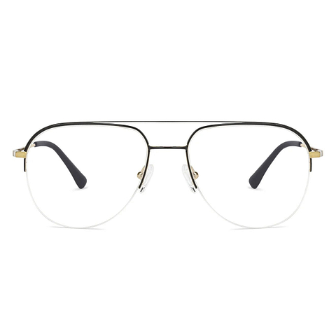 John Jacobs Gold Black Half Rim Aviator left side