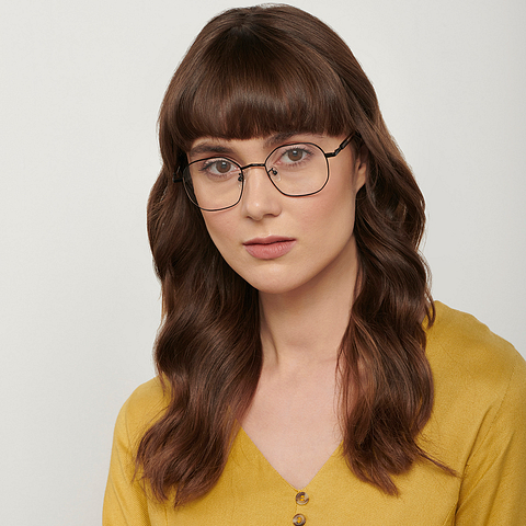 John Jacobs Online Black Full Rim Hexagonal left side