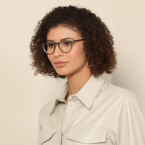 John Jacobs Online Gray Transparent Full Rim Round left side