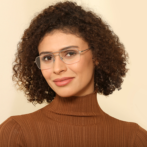 John Jacobs Online Mid Gunmetal Half Rim Rectangle left side