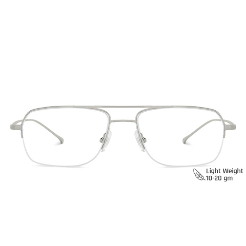 John Jacobs Silver Half Rim Rectangle left side