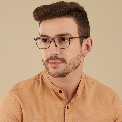 John Jacobs Screen Glasses Gray Transparent Full Rim Rectangle right side