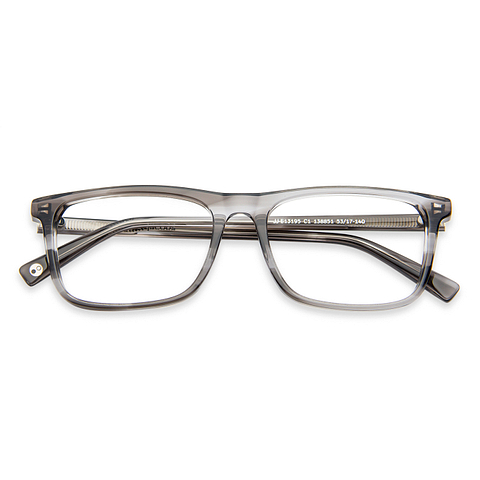 John Jacobs Screen Glasses Gray Transparent Full Rim Rectangle left side