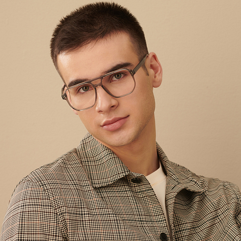 John Jacobs Online Gray Transparent Full Rim Square left side
