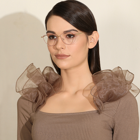 John Jacobs Screen Glasses Rose Gold Full Rim Cat Eye right side