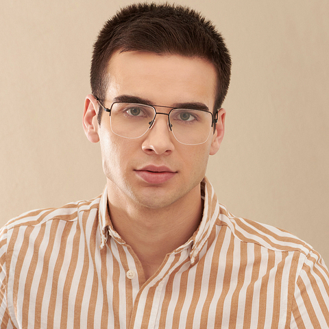 John Jacobs Online Black Half Rim Square left side
