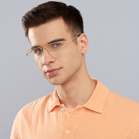John Jacobs Online Gold Half Rim Square right side