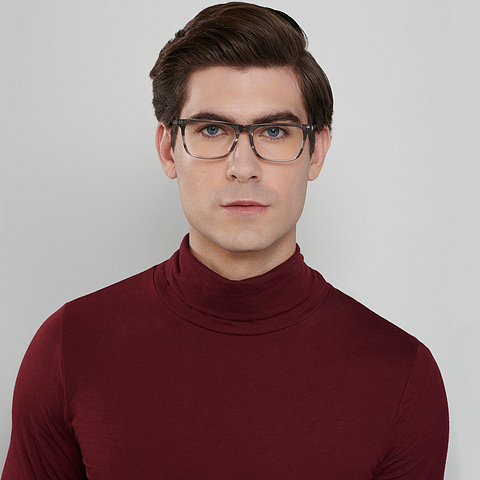 John Jacobs Online Gray Transparent Full Rim Rectangle left side