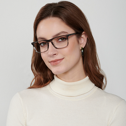 John Jacobs Online Gray Transparent Full Rim Rectangle left side