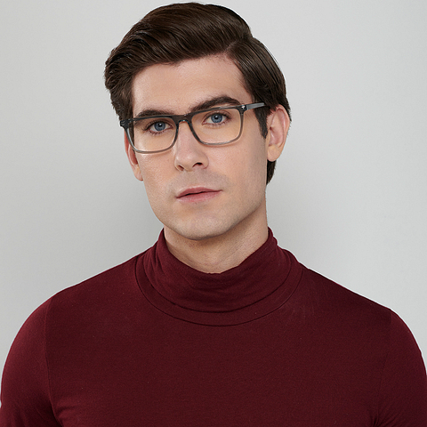 John Jacobs Online Gray Transparent Full Rim Rectangle left side