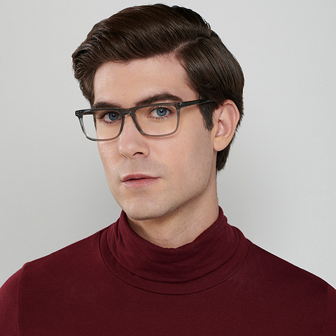 John Jacobs Online Gray Transparent Full Rim Rectangle right side