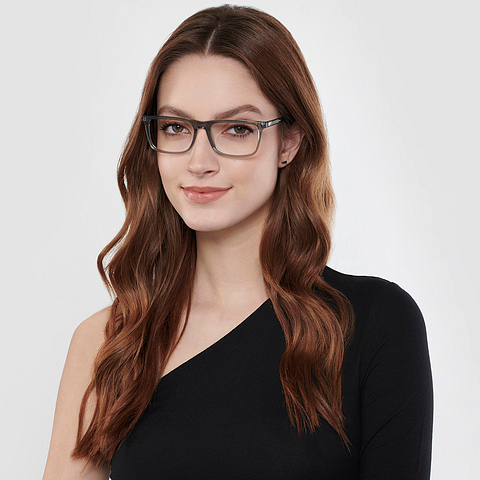 John Jacobs Online Gray Transparent Full Rim Rectangle left side