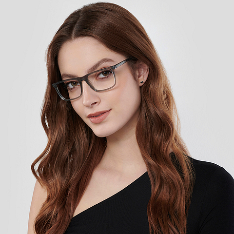 John Jacobs Online Gray Transparent Full Rim Rectangle right side