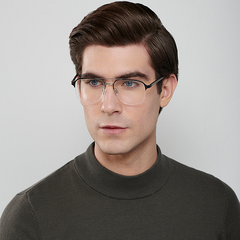 John Jacobs Online Dark Gunmetal Half Rim Square left side
