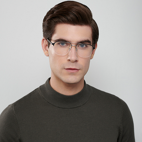 John Jacobs Online Dark Gunmetal Half Rim Square right side
