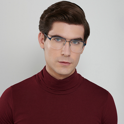 John Jacobs Online Sky Blue Half Rim Square right side