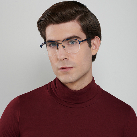 John Jacobs Online Sky Blue Half Rim Square left side
