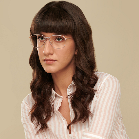 John Jacobs Online Pink Transparent Full Rim Square right side